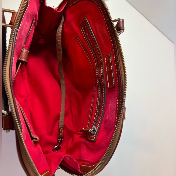 Dooney & Bourke Red & Brown Dome Pebbled Leather - Picture 10 of 16
